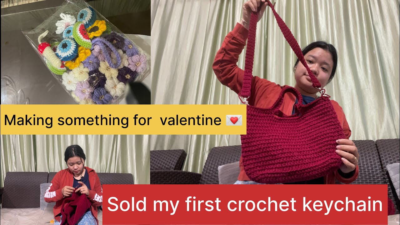 I sold my first crochet keychain / valentine bag