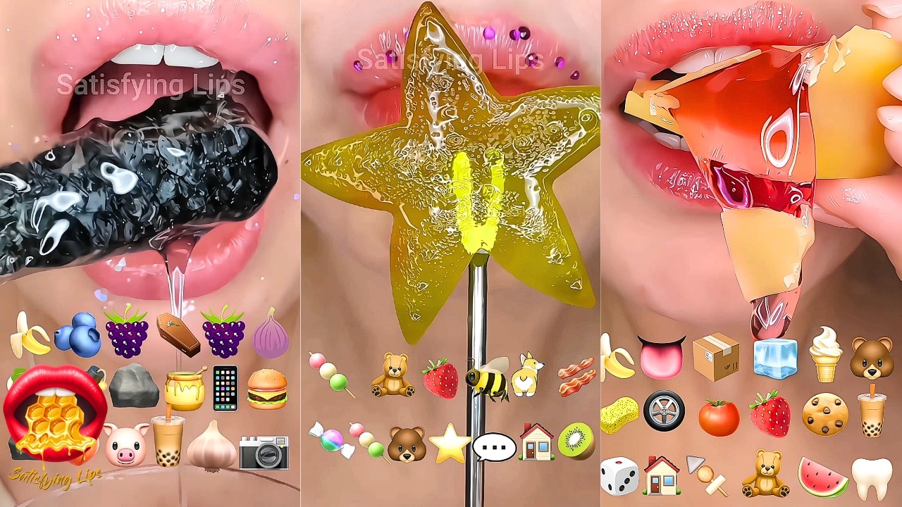 ASMR Satisfying Eating Emoji Food Challenge Slightly Edited