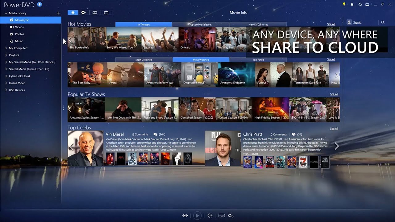 CyberLink PowerDVD - Share to Cloud and with Friends & Family