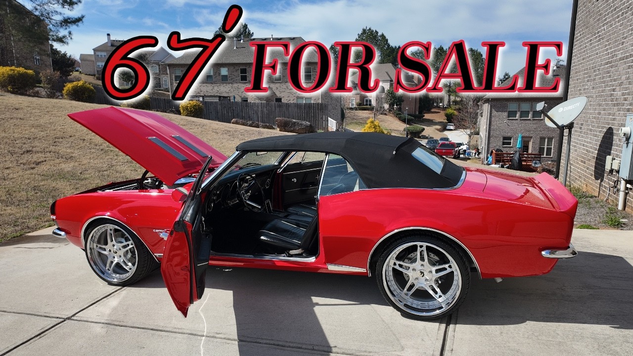 FOR SALE $50K OBO: Red 1967 Chevy Camaro Convertible 327, Black Interior, Black Top on Forgiatos: