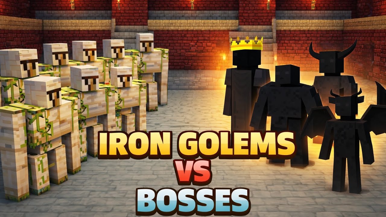 9 Iron Golems VS Bosses 😱 Кто ВЫЖИВЕТ?! Minecraft Battle 👾💥🔥🔥🔥
