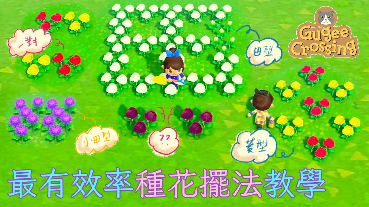 最有效率種花擺法教學！－ 原來格仔型是錯的?! 🌷【集合啦！動物森友會】 | Gugee Crossing