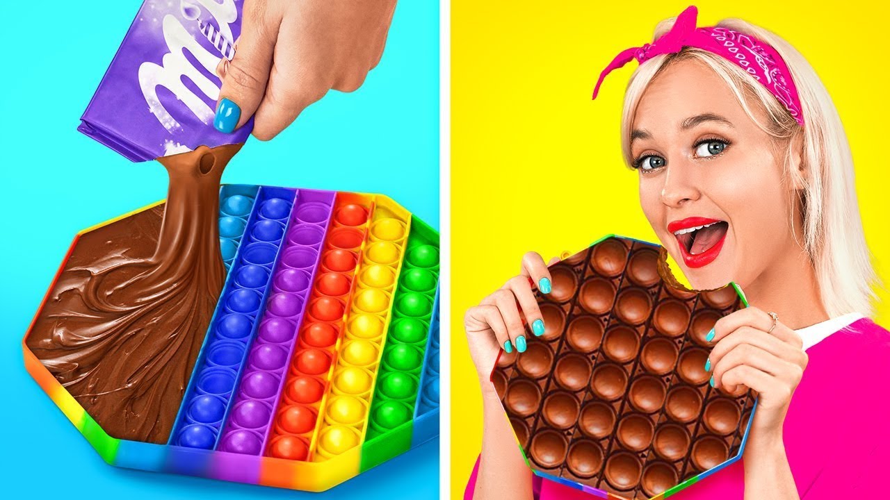 RETO DE CHOCOLATE VS. COMIDA REAL || ¡Solo comer dulces por 24 h! Bromas graciosas por 123 GO! FOOD