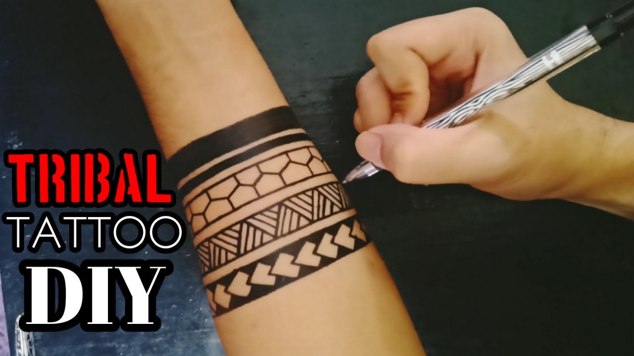 How to make armband tattoo with pen #tattoodesign #tattoo #diytattoo