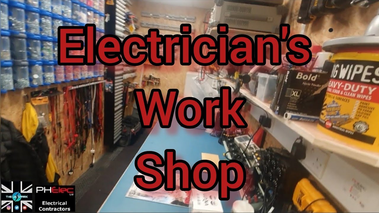 ELECTRICIAN'S WORKSHOP TOUR. Electrician's tools and work shop set up.