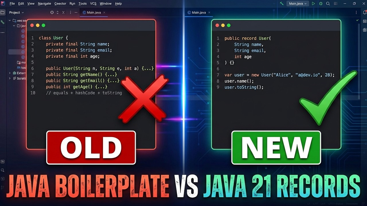 🎯 Title🚀 Java 21 Records: Replace 50 Lines With 1 Line ☕ #Shorts