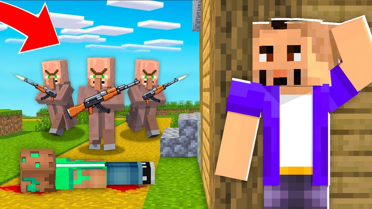 Minecraft PERO Todos los ALDEANOS TIENEN ARMAS REALES!