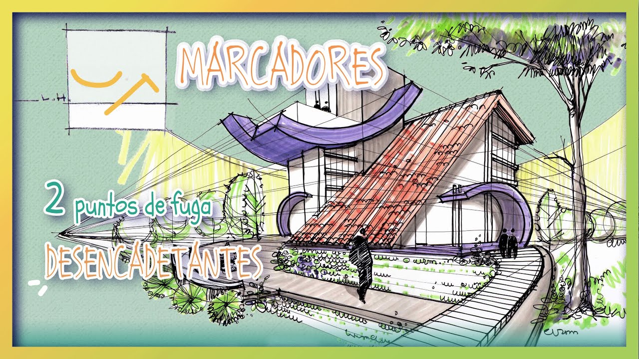 Dibujo arquitectónico con marcadores