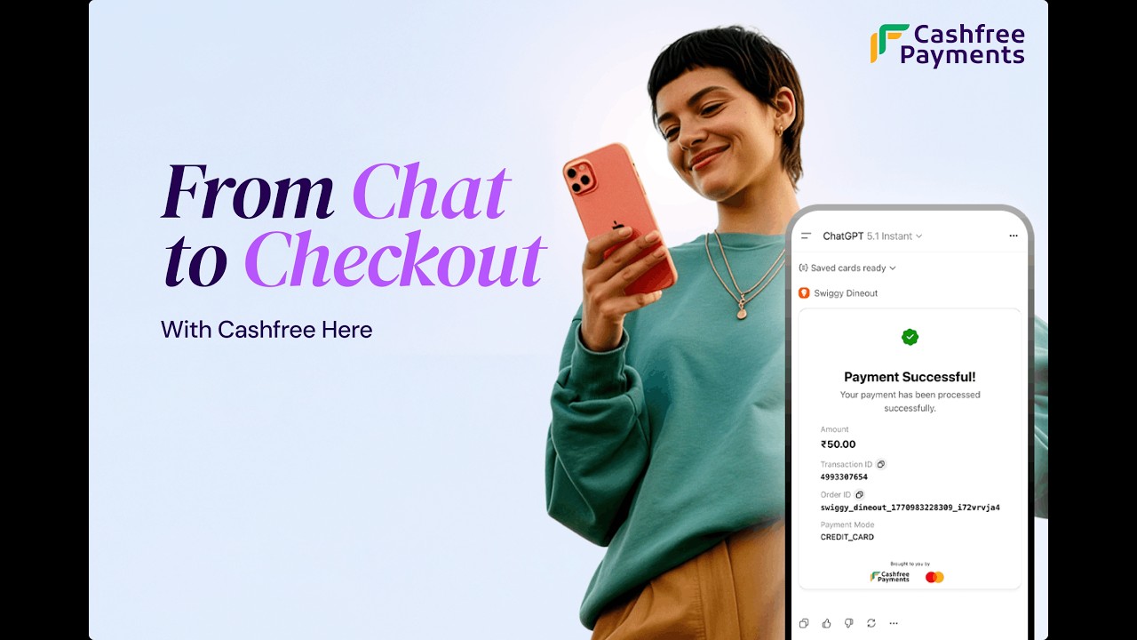 Cashfree Here: Accept UPI & Card Payments Inside ChatGPT | Payments for AI Apps in India