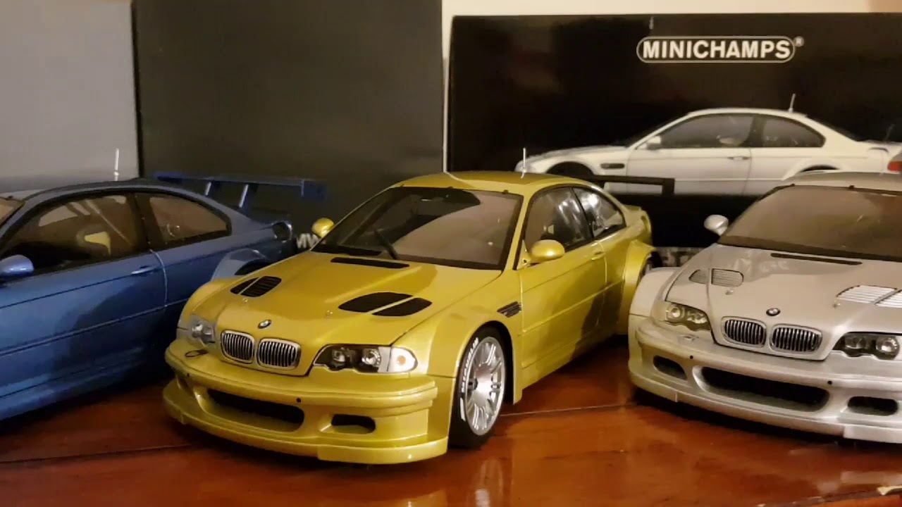 1/18 Scale BMW E46 M3 GTR. Dealer editions and Minichamps.