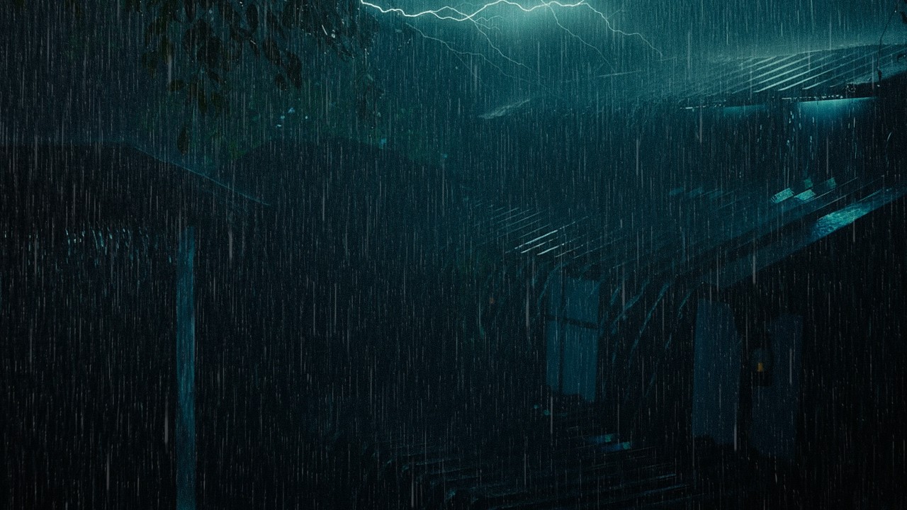 Rain On An Ancient Roof For Sleeping - Deep Sleep With Heavy Rain & Thunder Sound At Night