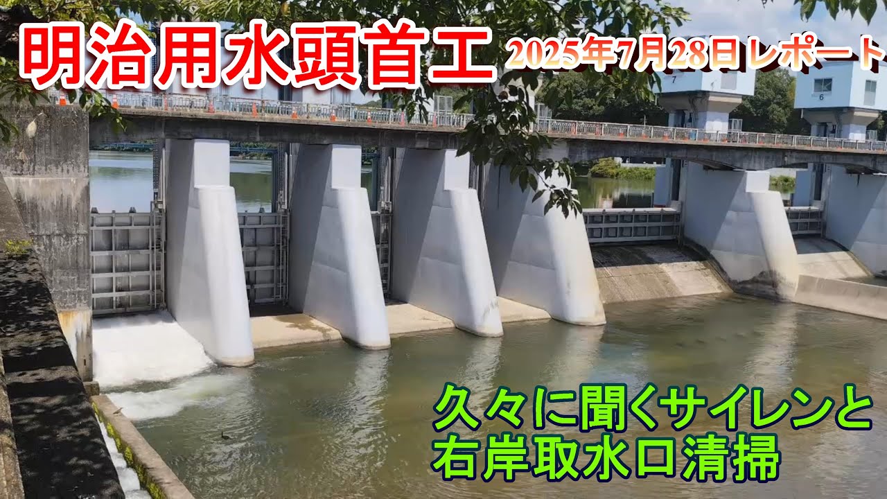 【明治用水頭首工】久々に聞くサイレンと右岸取水口清掃【2025年7月28日レポート】