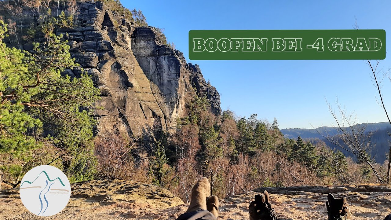 Winter Boofen in der S&auml;chsischen Schweiz bei -4 Grad