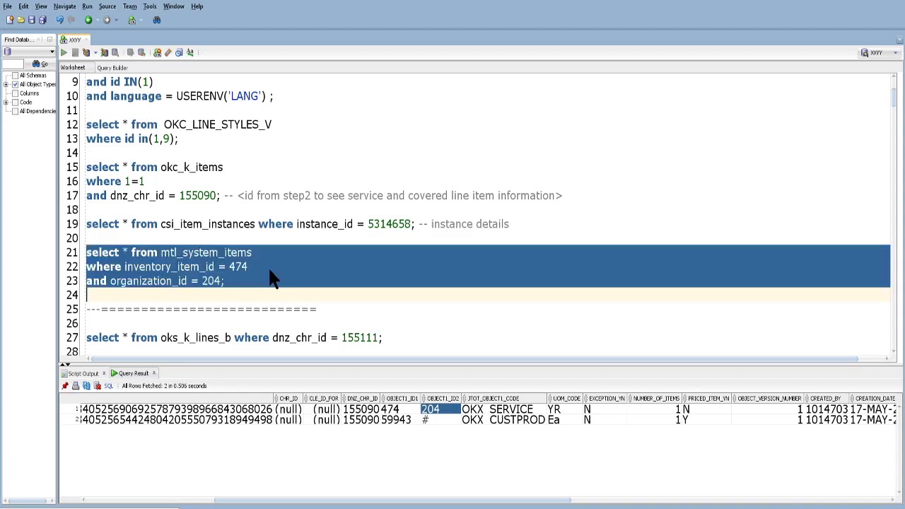 Oracle Service Contract : Service Contract Tables and Their Joins