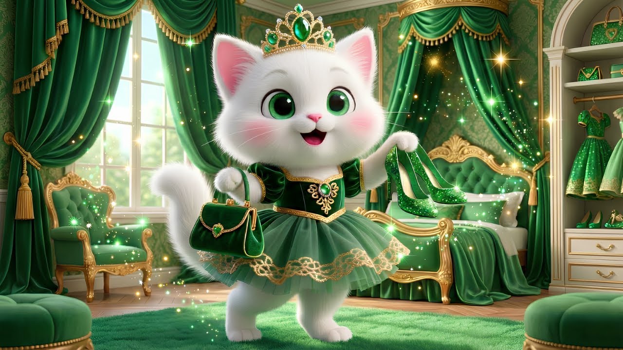 Cute Kitten apply Makeup for the First Time! 💚🐱 | AI Cat Story
