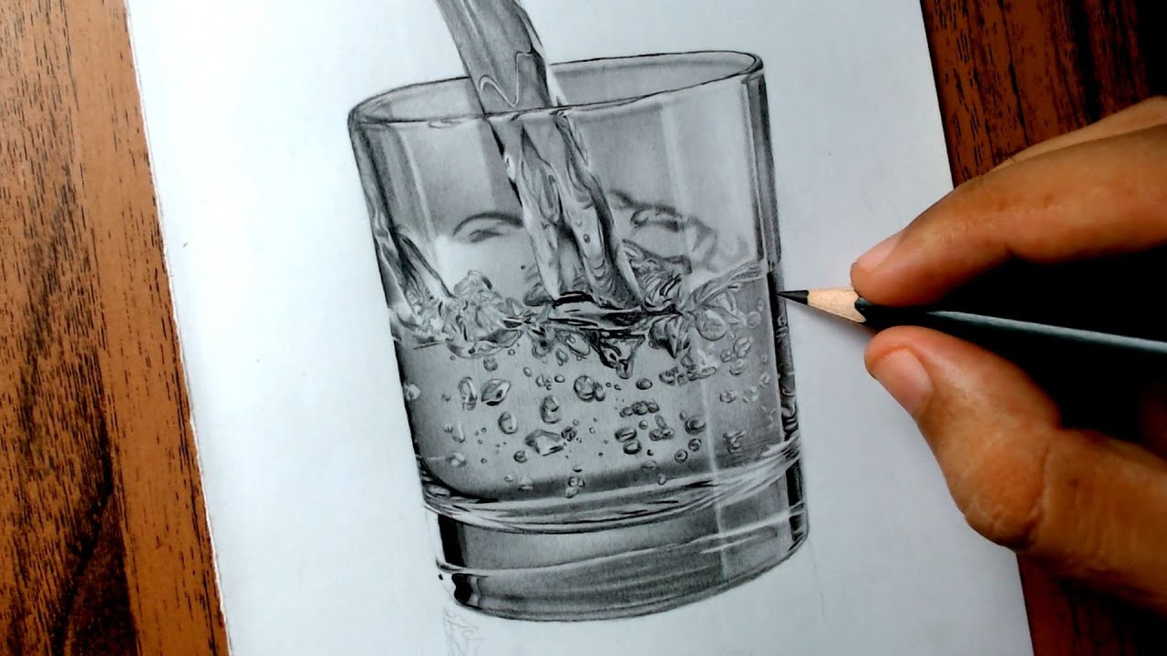 DESENHANDO COPO COM ÁGUA REALISTA