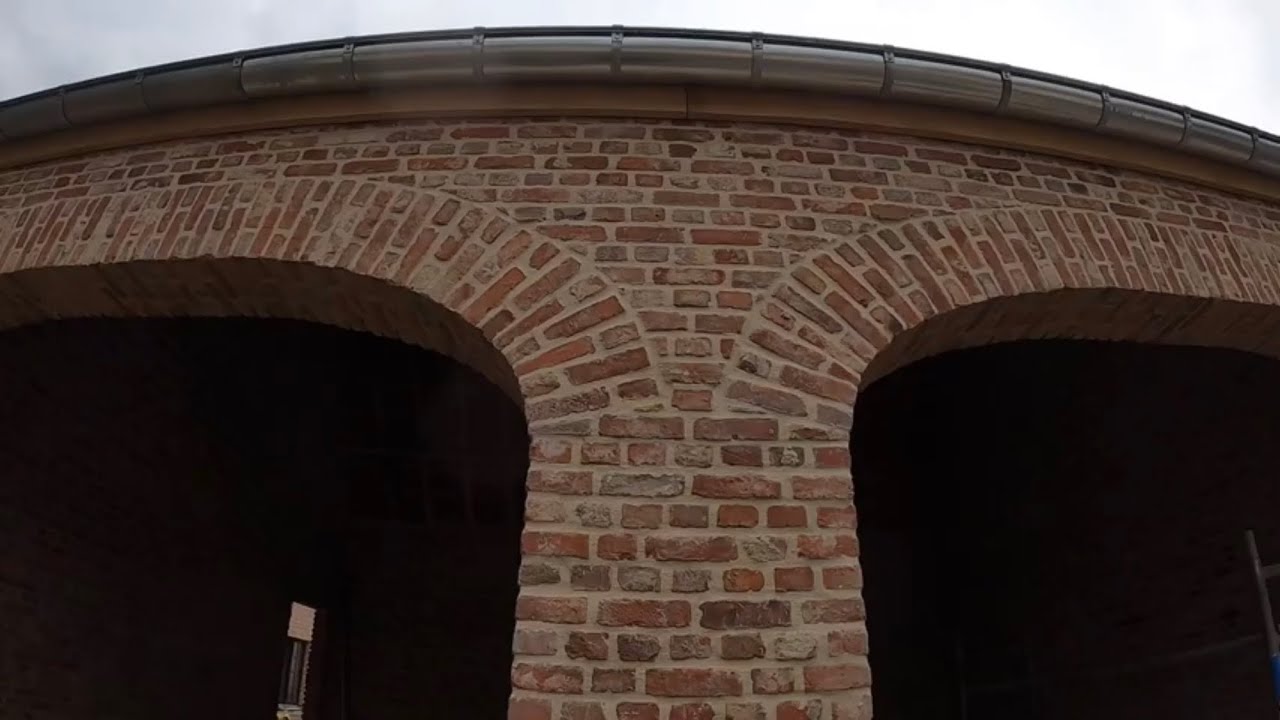 Brickwork Old farm rebuild (22) /pointing the brickwork - authentic barn roof