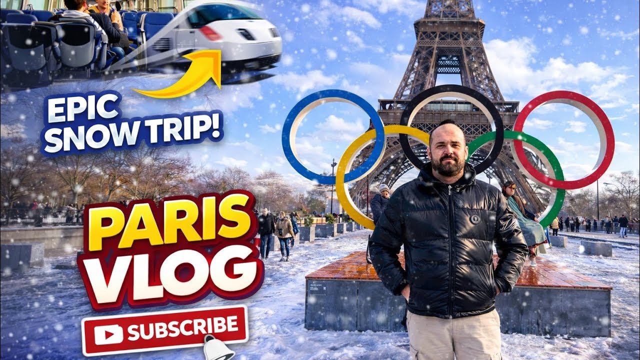 Paris in Snow ❄️ | Train Ride & Eiffel Tower Fun #snow  #eiffeltower 