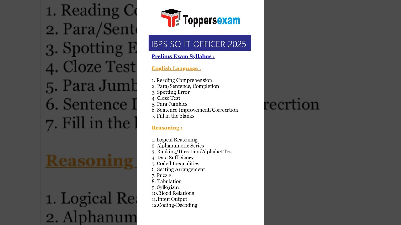 IBPS SO IT Officer Syllabus 2025 | IBPS SO IT Officer Syllabus | IBPS 2025 #itofficer #ibps #shorts