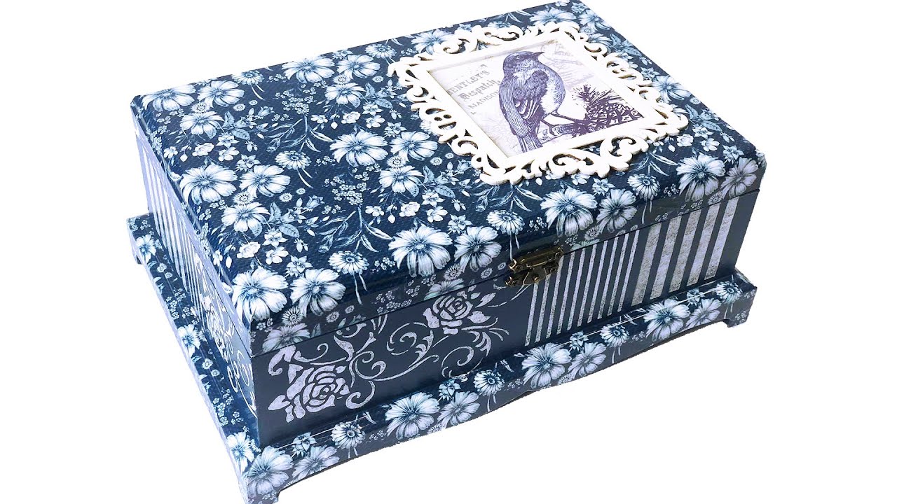 DIY DECOUPAGE BOX WITH DECORATIVE PAPER / BEAUTIFUL DECORATION
