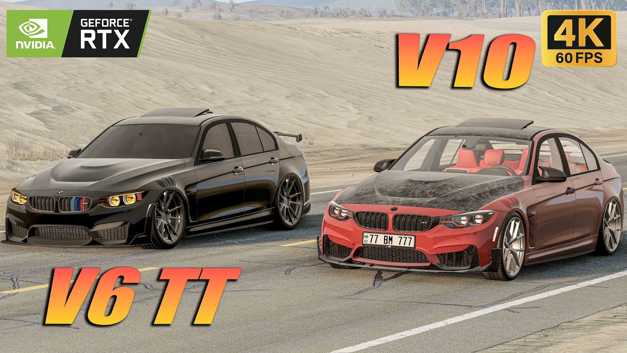 F30 V10 Atmosfer  VS F80 V6 Twin-Turbo Kirayə Qarajda Yeni Black Edition | BeamNG.Driver | Maşın