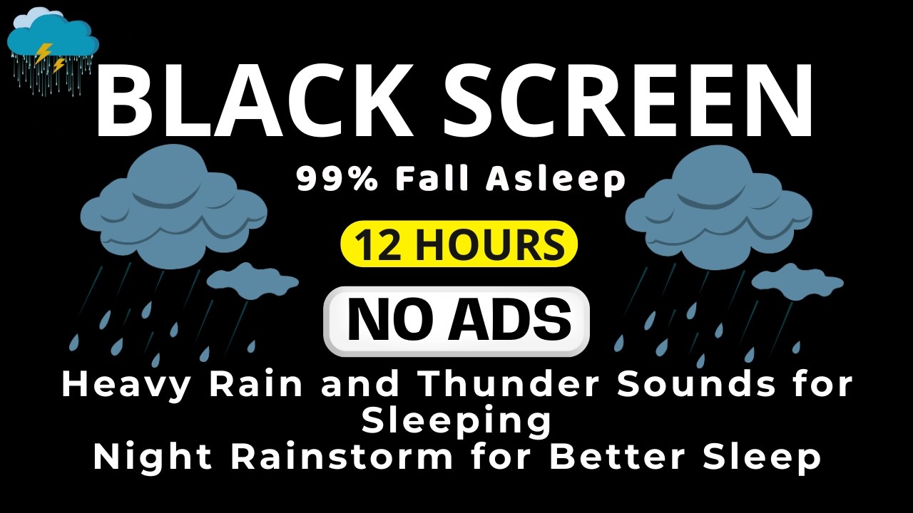 🔴 Best Heavy Rain And Thunder Sound For Relaxation - Black Screen | Deep Sleep Rainstorm Ambience