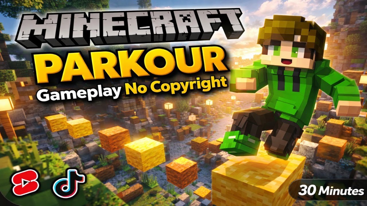 Minecraft Parkour Gameplay No Copyright, Free to Use 4K 60FPS