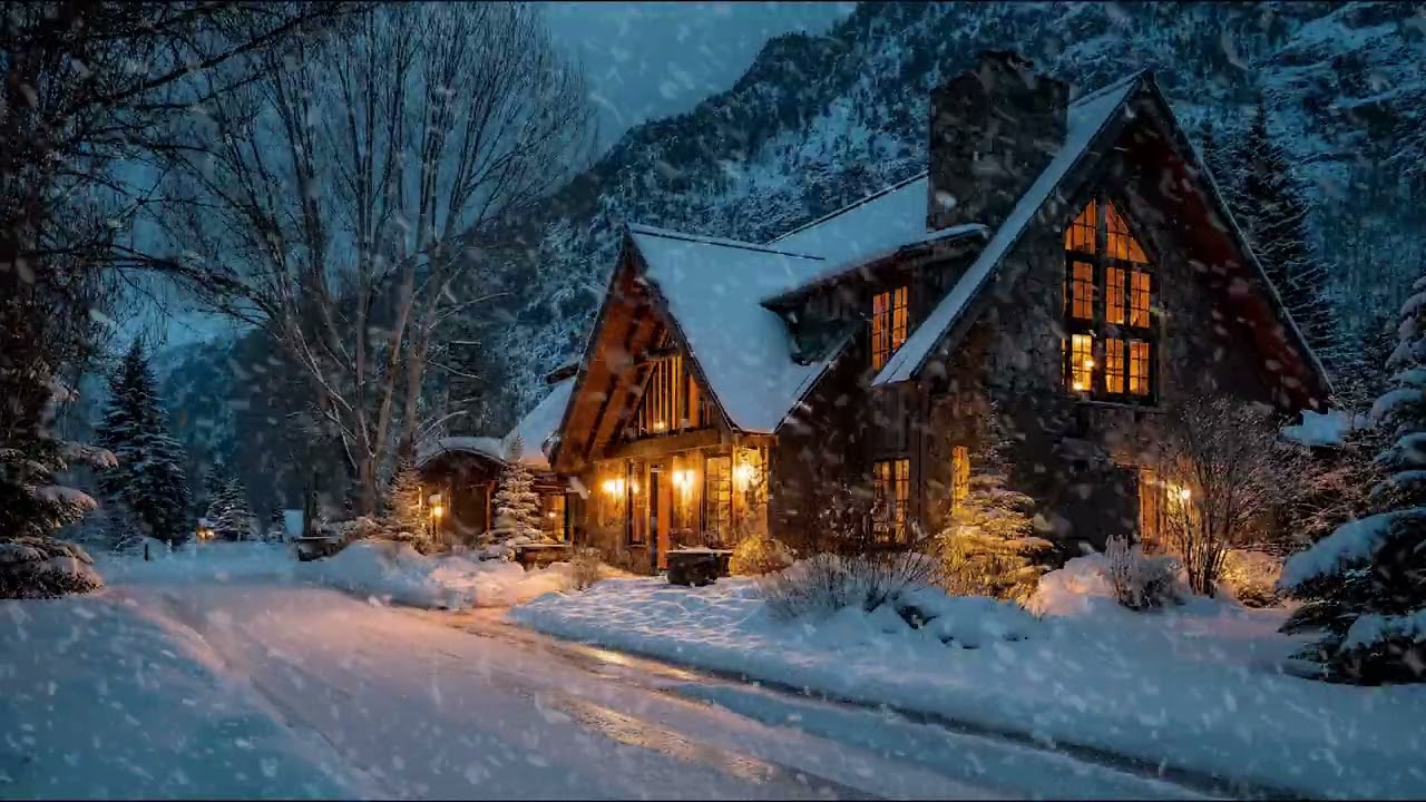 Soft Winter Snowstorm Ambience with Gentle Wind and Snowfall Sounds for Deep Rest and Calm Sleep
