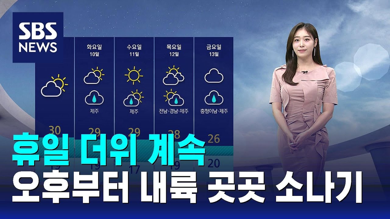 [날씨] 휴일 더위 계속…오후부터 내륙 곳곳 소나기 / SBS
