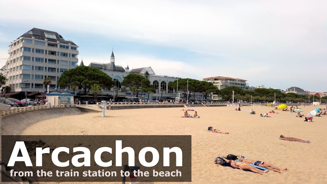 🇫🇷 Arcachon: walking from the train station to the beach / 4K