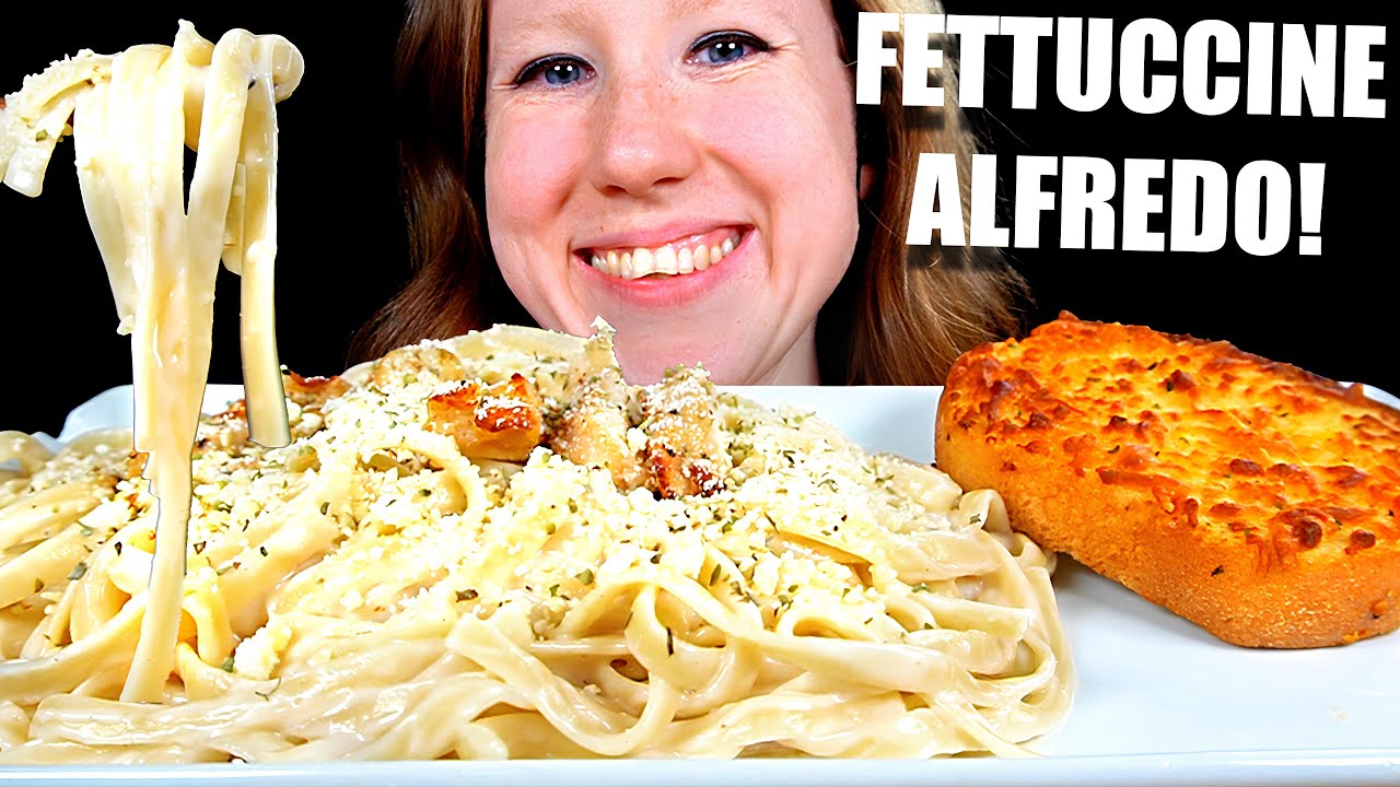 ASMR CHICKEN FETTUCCINE ALFREDO MUKBANG EATING SOUNDS
