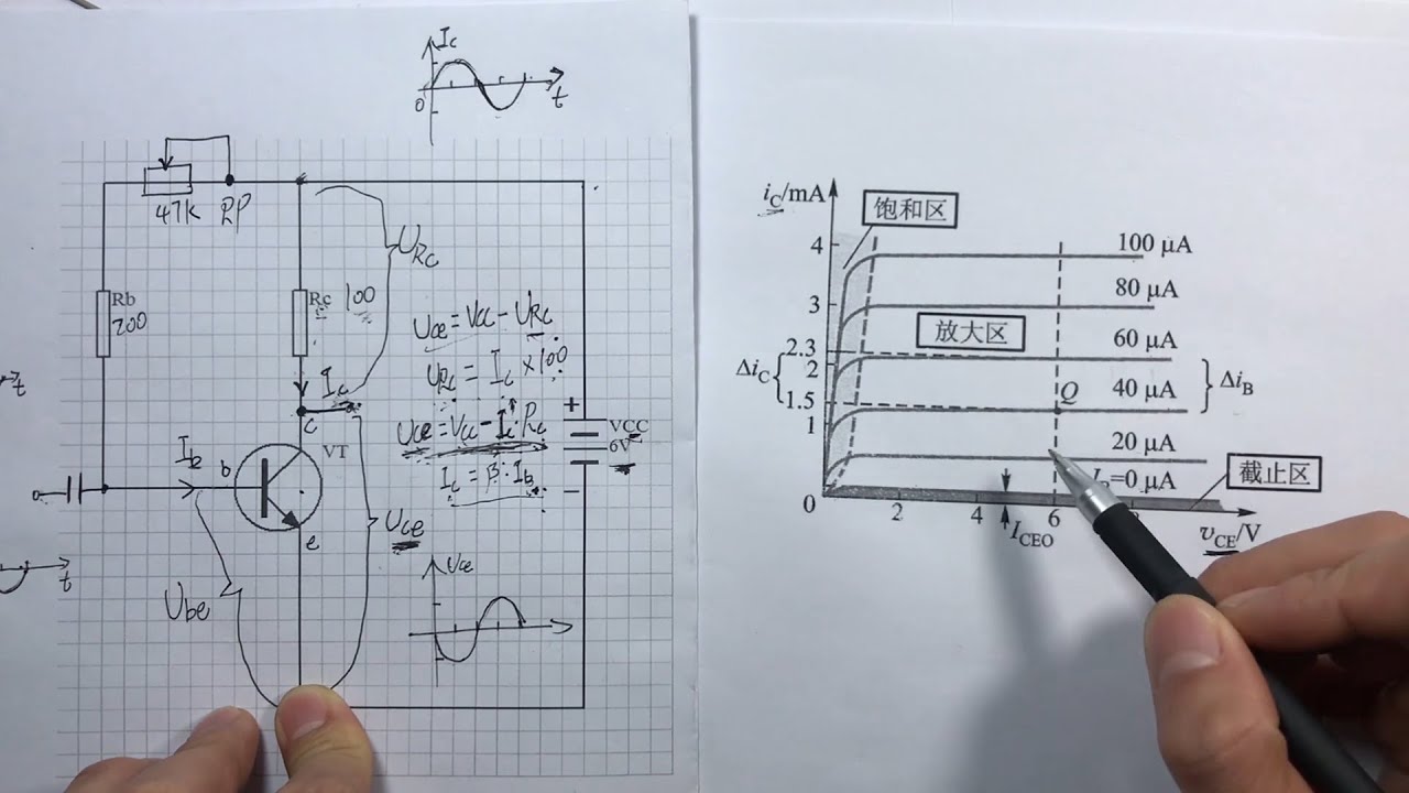 三極管基本共射極放大電路講解及輸出特性曲線分析