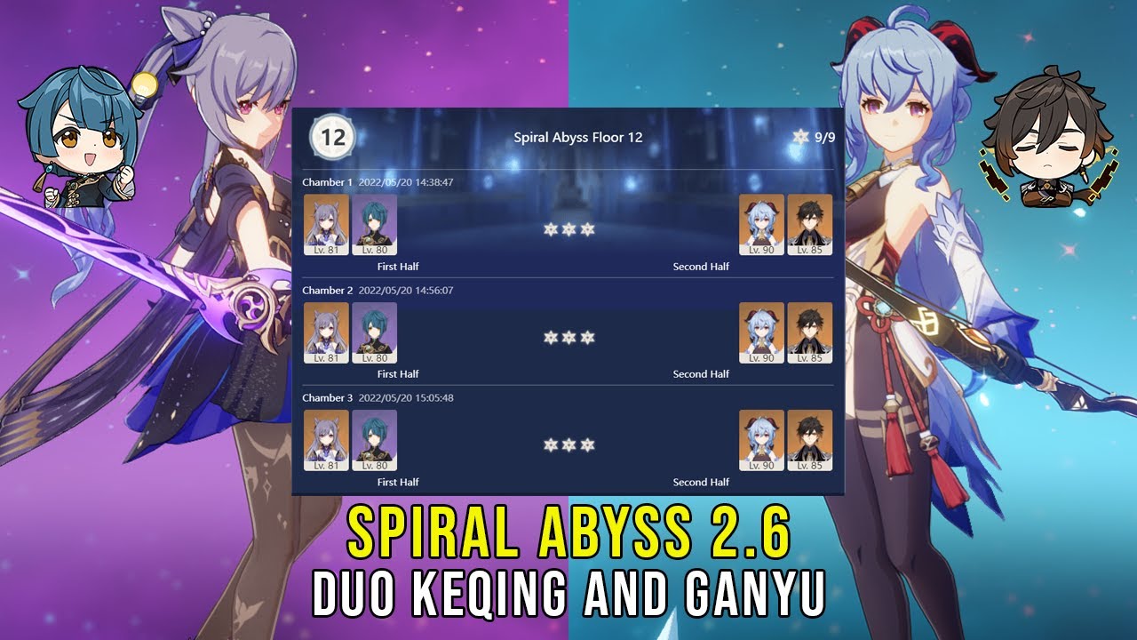 Duo C0 Keqing and C0 Ganyu - Genshin Impact Abyss 2.6 - Floor 12 9 Stars