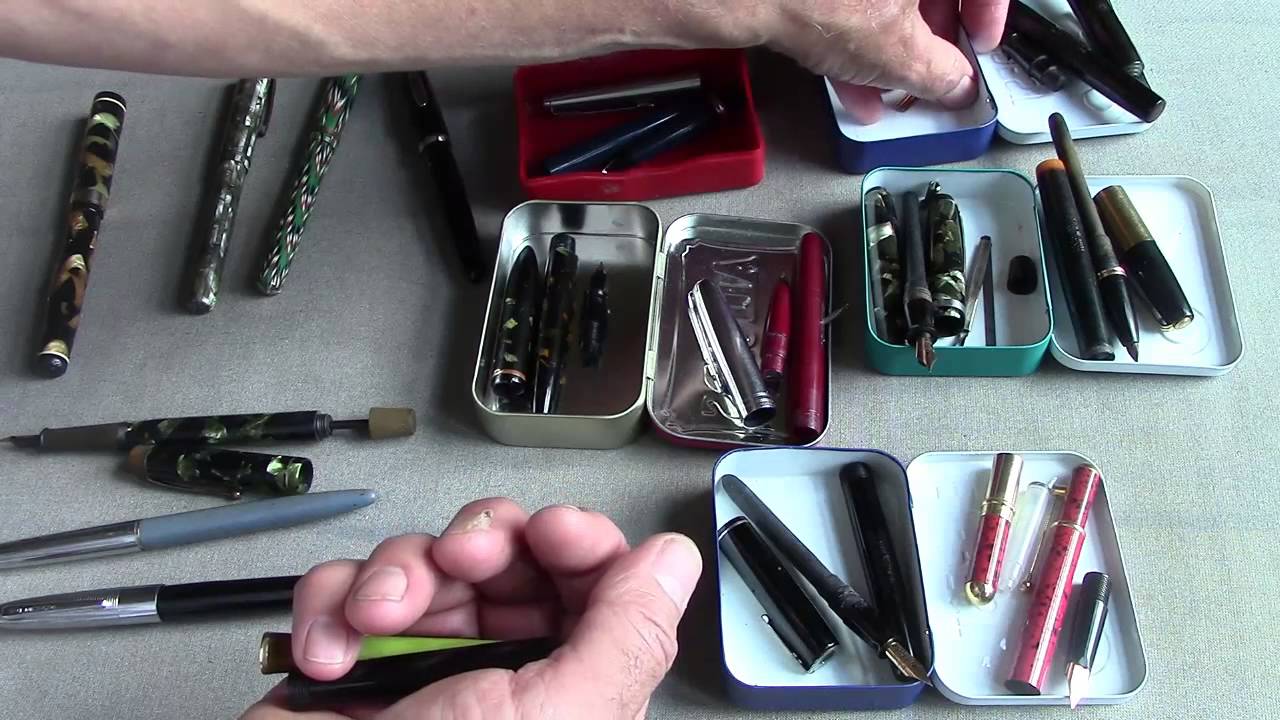 Vintage Fountain Pens in various stages of repair