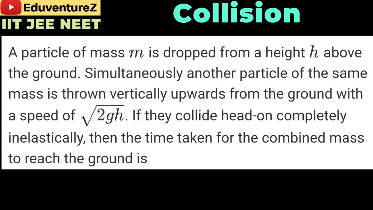 A particle of mass m is dropped from a height h above the ground. Simultaneously another particle of