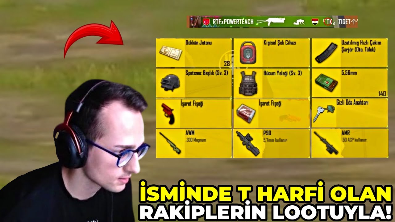 İSMİNDE T HARFİ OLAN RAKİPLERİN LOOTLARIYLA WIN ALMAK ! PUBG MOBILE