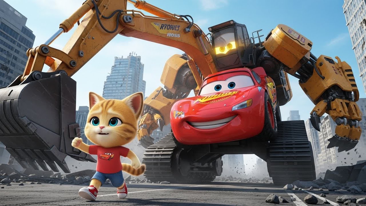 McQueen Transforms into an Excavator! CAT's Epic Rescue 🚗 | CAT RACING