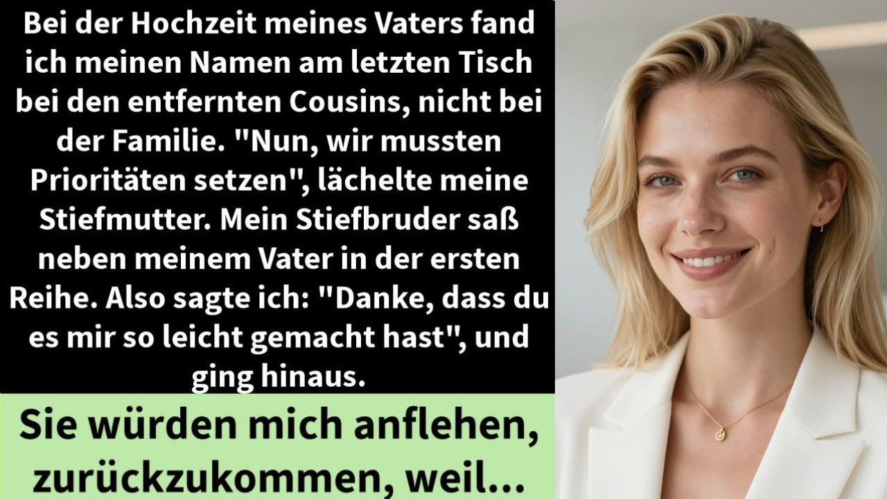 Bei der Hochzeit meines Vaters fand ich meinen Namen am letzten Tisch bei den entfernten Cousins,
