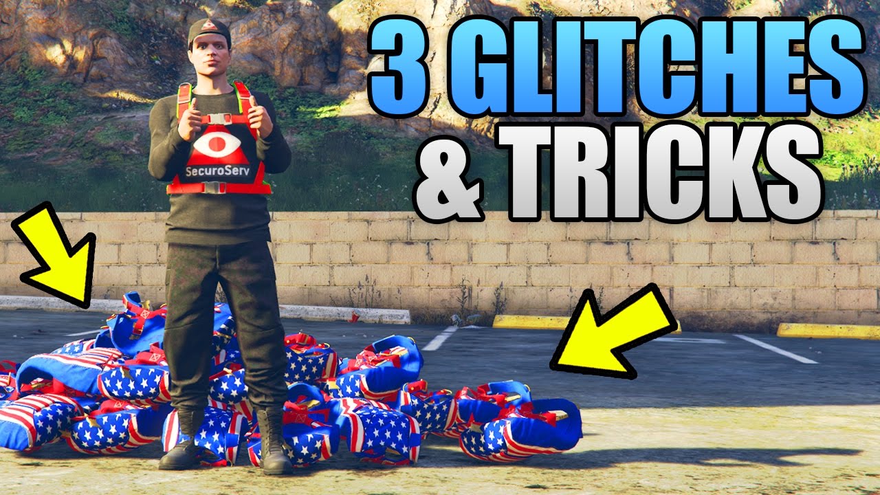 GTA 5 Online - 3 NEW GLITCHES & TRICKS (Unlimited Parachute, On-Foot Radio & Secret Hiding Spot)