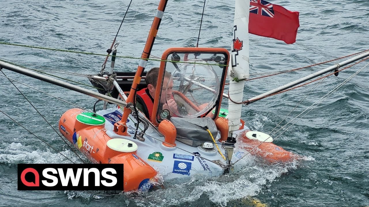 Daredevil dad has set sail from Canada in a one metre boat | SWNS