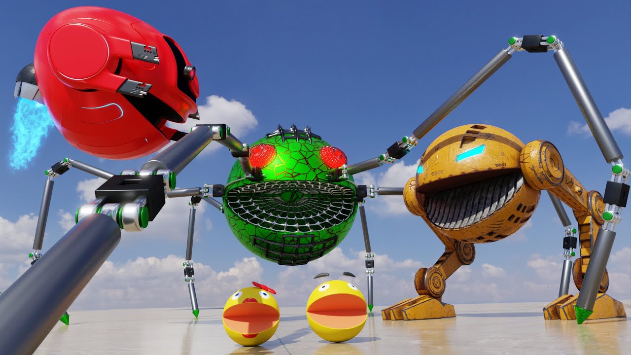 MS PACMAN & PACMAN VS SPIDER & DRONE ROBOT PACMANS || BEST ADVENTURES