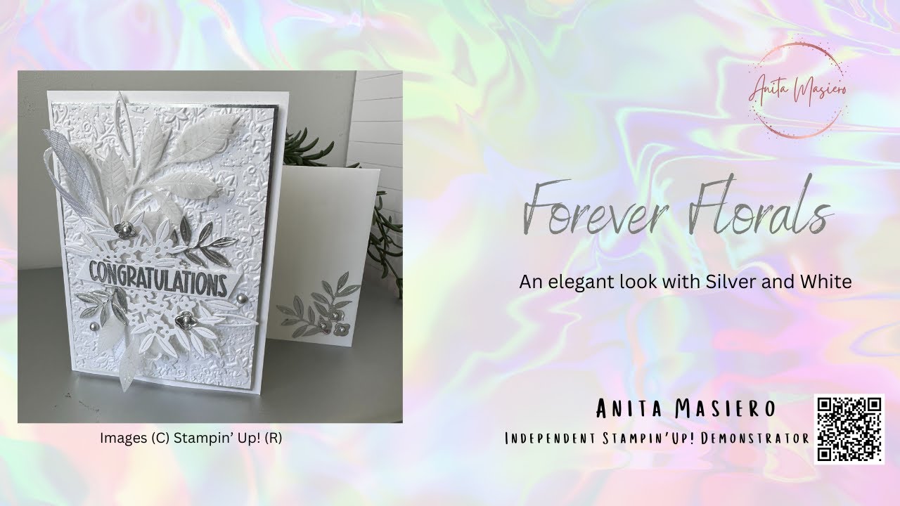 Elegant White & Silver Wedding Card using Stones & Vines Embossing Folder