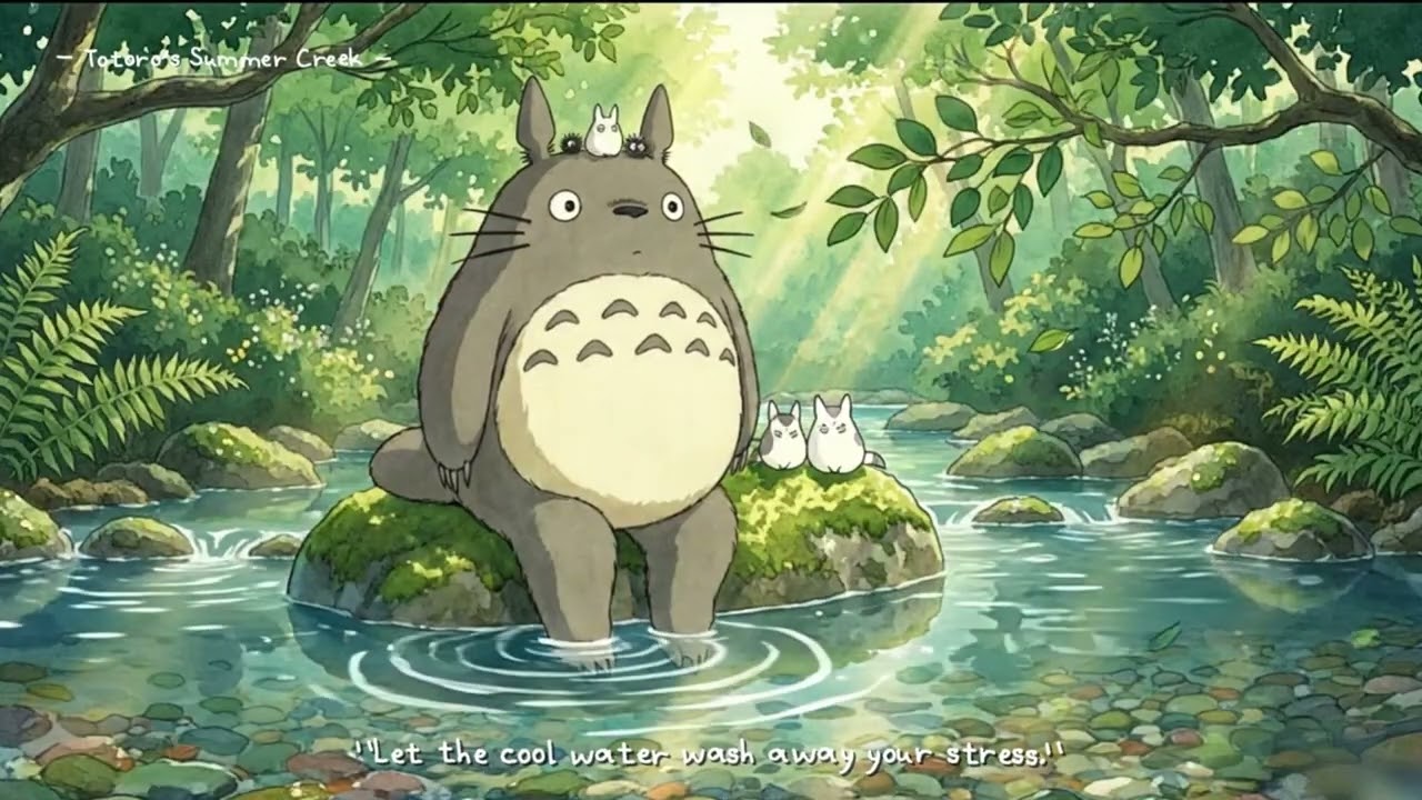 [Ep.3] Totoro’s Summer Creek 🌊 Refreshing Water Sound & Smooth Ghibli Piano for Deep Focus