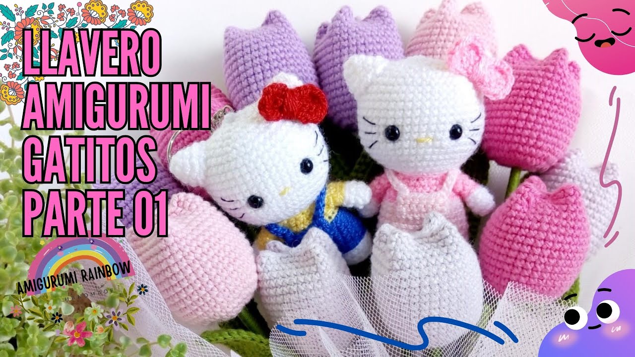 Вы не сможете остановиться! Вязаный крючком амигуруми брелок с котенком Pte.01