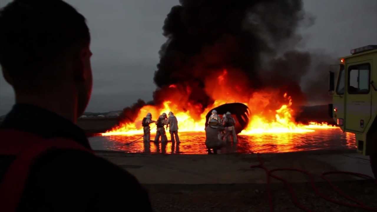 Aircraft Rescue and Fire Fighting Marines on the Flight Line