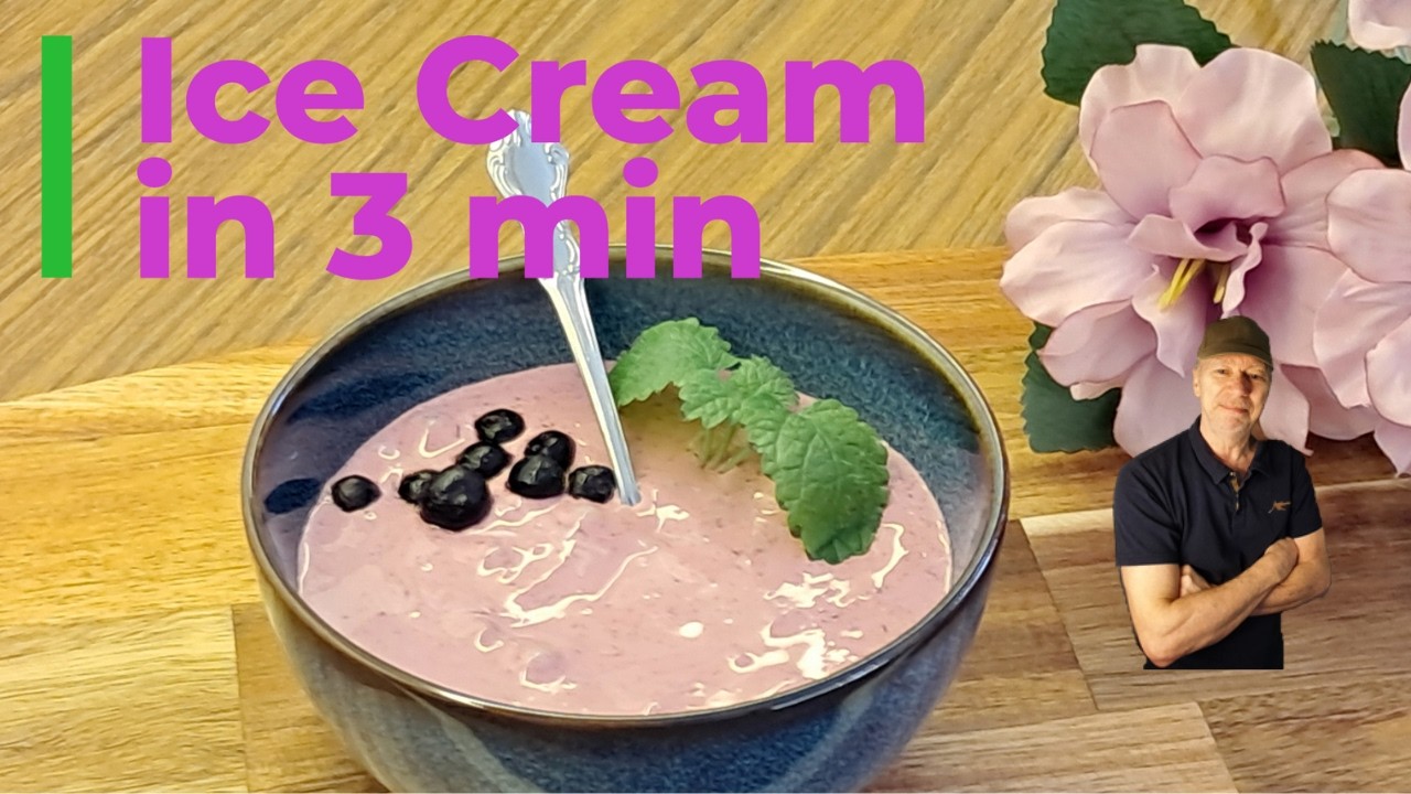 Ice cream in 3min, Healthy Frozen Yogurt with blueberry