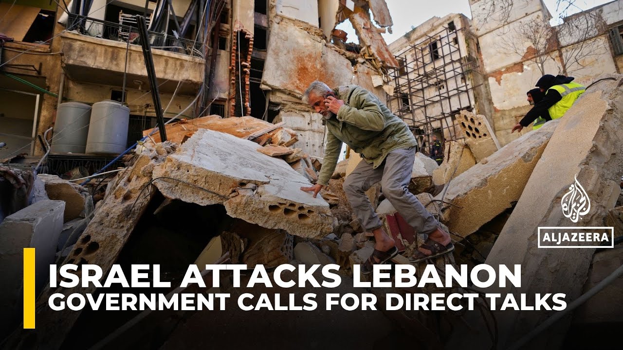 Aftermath of Israeli strikes in Lebanon as government calls for direct talks