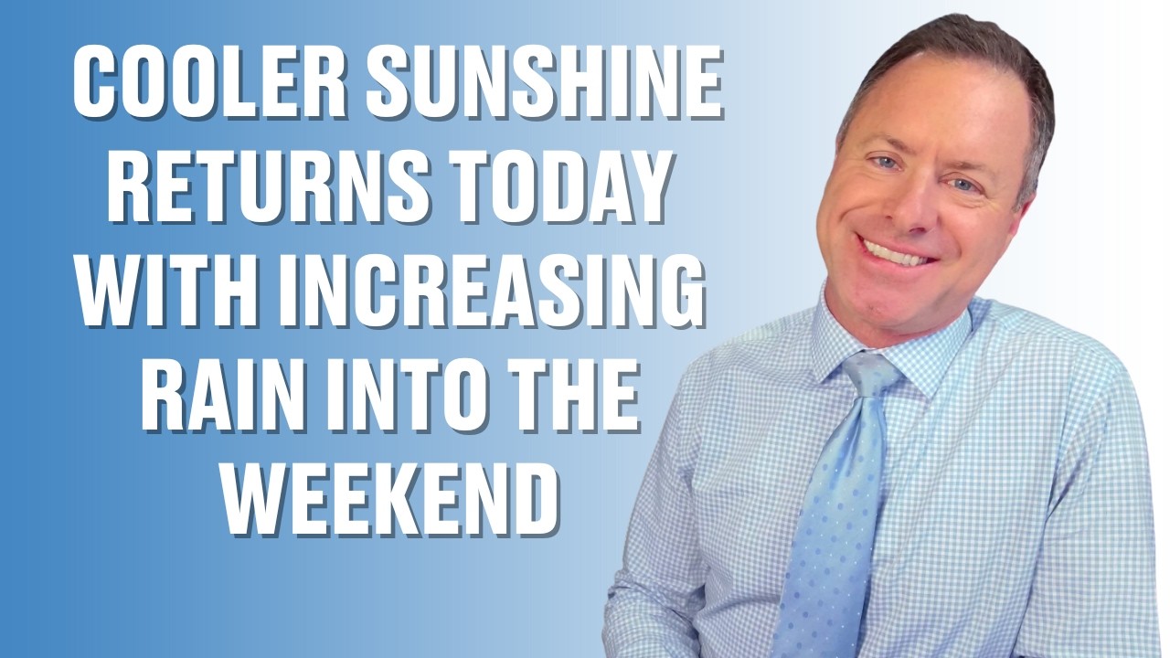 COOLER SUNSHINE TODAY, RAIN THIS WEEKEND
