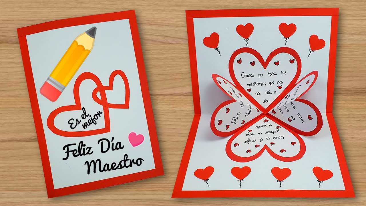 😊Tarjeta plegable para el día del maestro/profesor 😊 DIY Teacher's Day Greeting Card