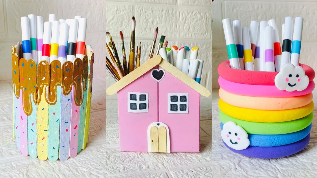 6 Amazing Pen Holder Ideas from Waste Material #bestoutofwaste #penholder #deskorganizer #easycrafts